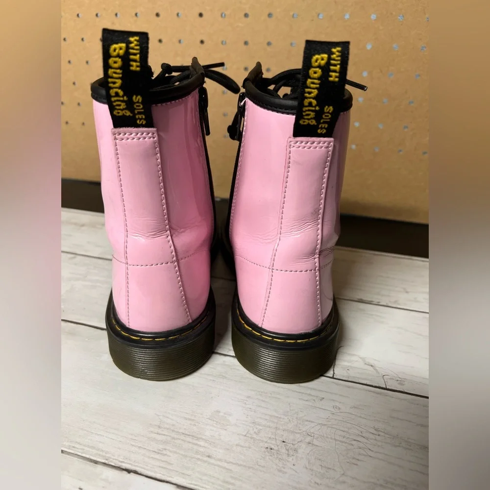 Dr. Martens Glossy Pink Combat Boots size 5 M - Picture 5 of 10